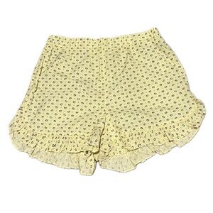 GANNI Anise Ruffle Patterned Shorts in Butter Yellow